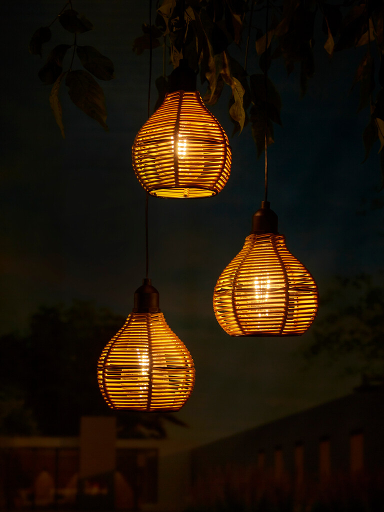 Batterij Hanglamp Rattan 15LM Patio  