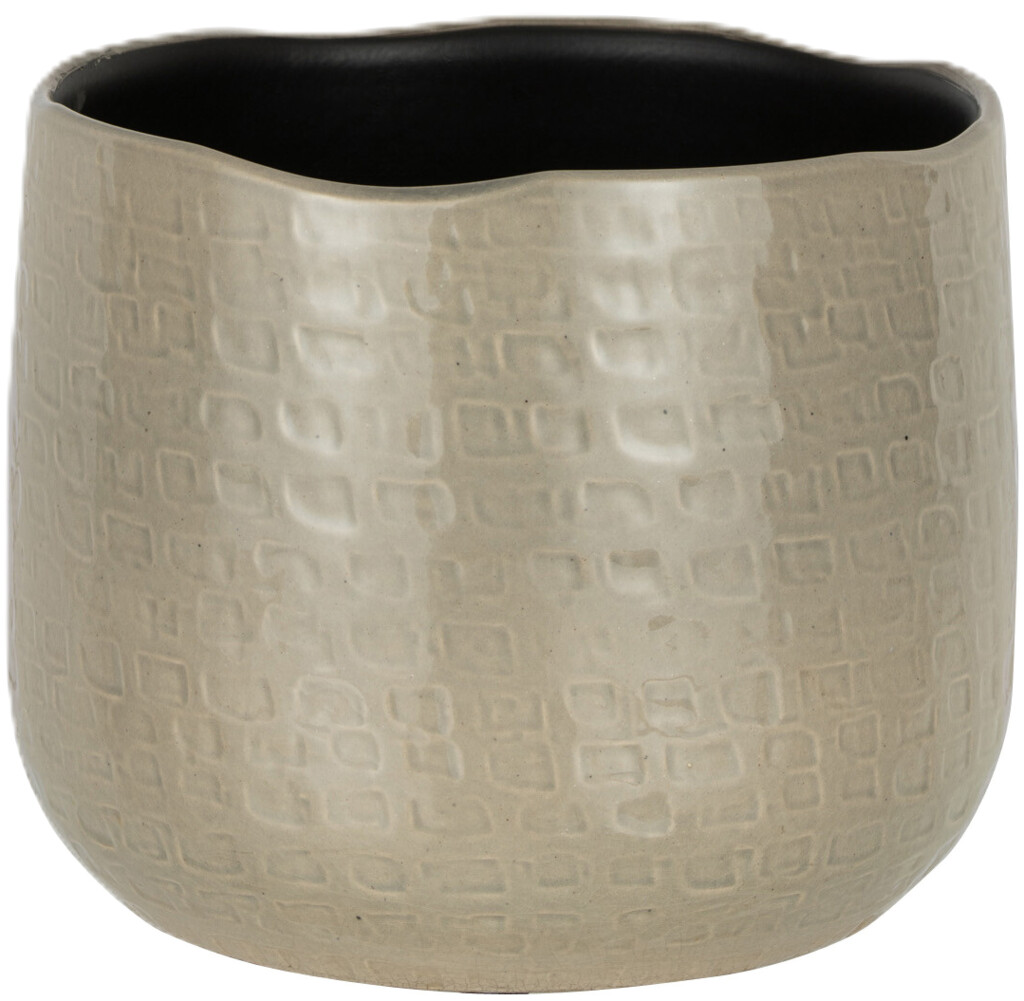 Bloempot patroon keramiek lichtgrijs medium