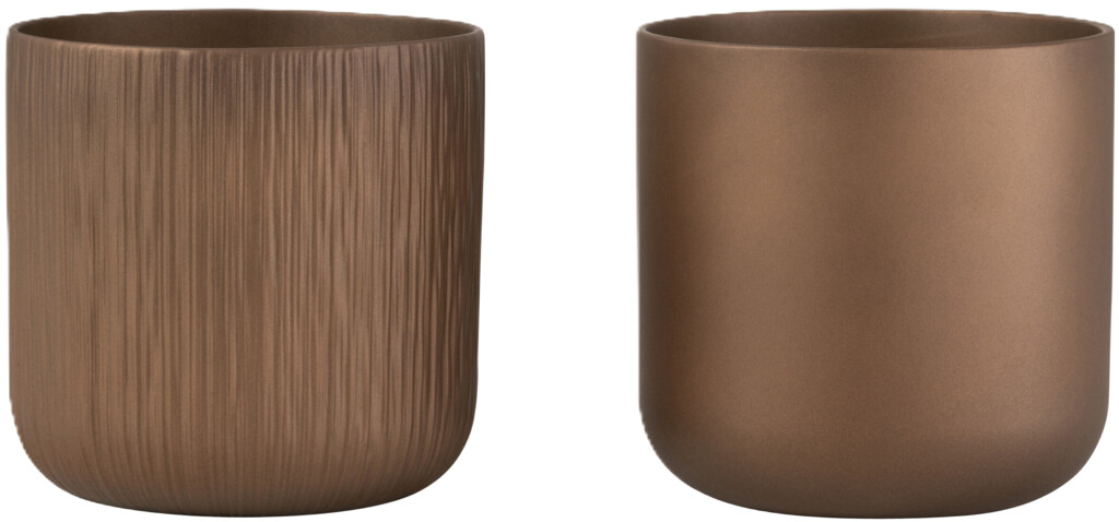 Bloempot gen keramiek goud/koper extra large assortiment van 2