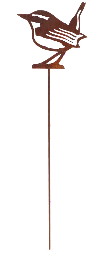 Piquet de jardin rouillé en forme de troglodyte