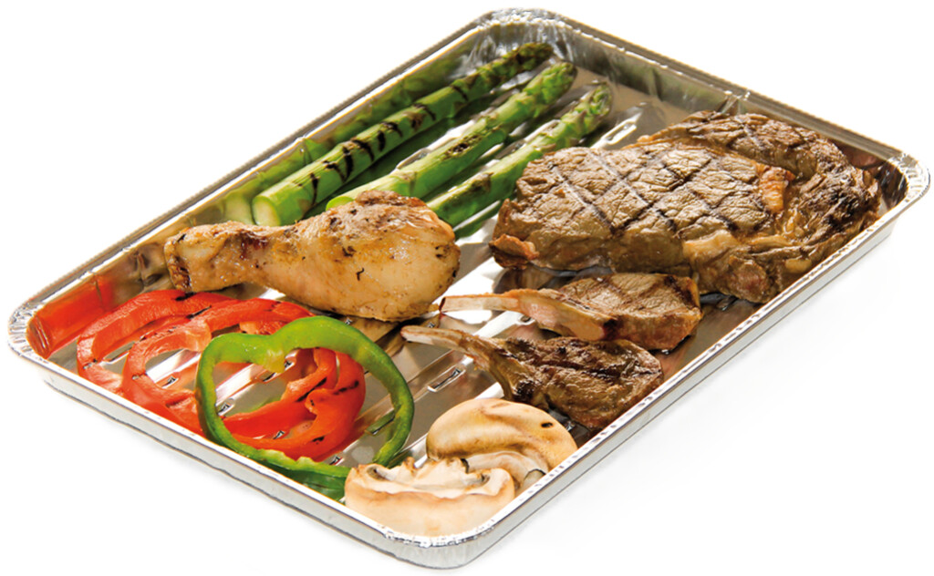 Set de 5 plats rectangulaires pour barbecue en aluminium