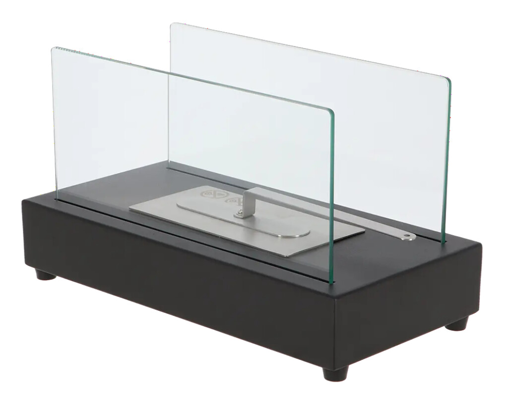 Zwart rechthoekig tafelhaardje op bio ethanol