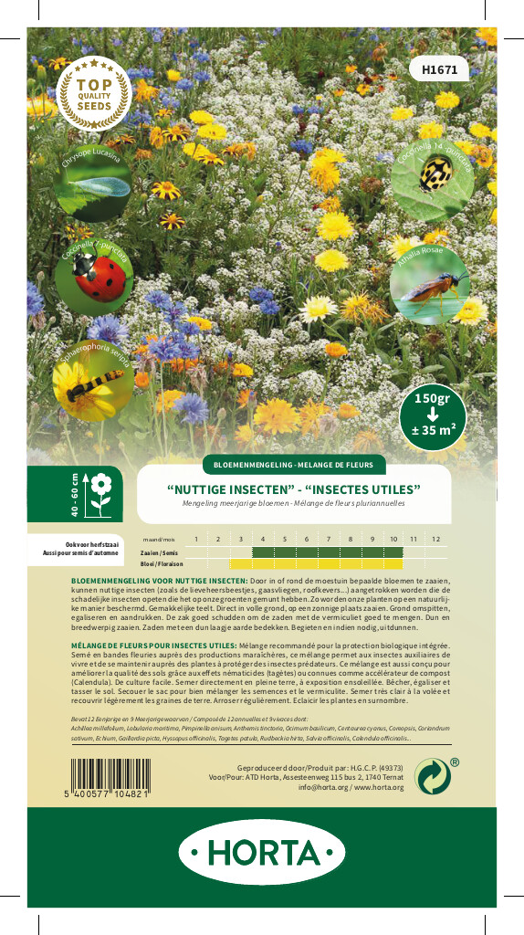 Mélange (annuelles et vivaces) de fleurs pour insectes utiles 35m²