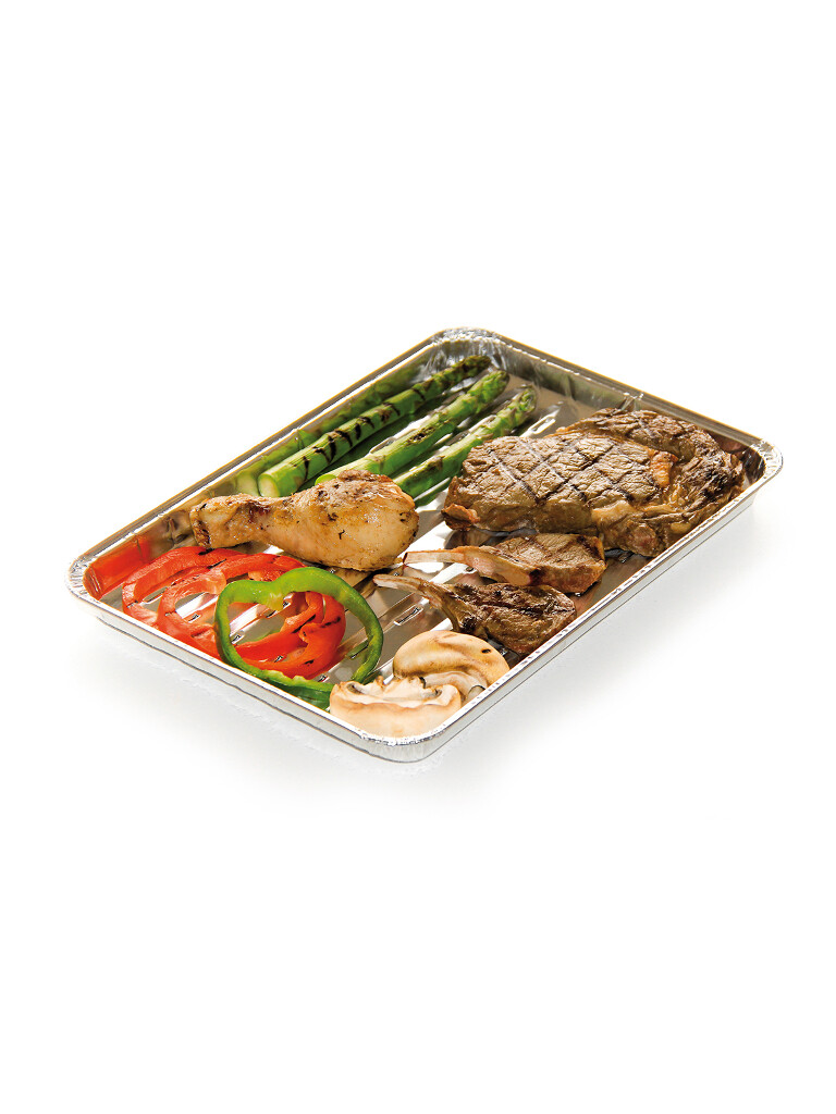 Set de 5 plats rectangulaires pour barbecue en aluminium