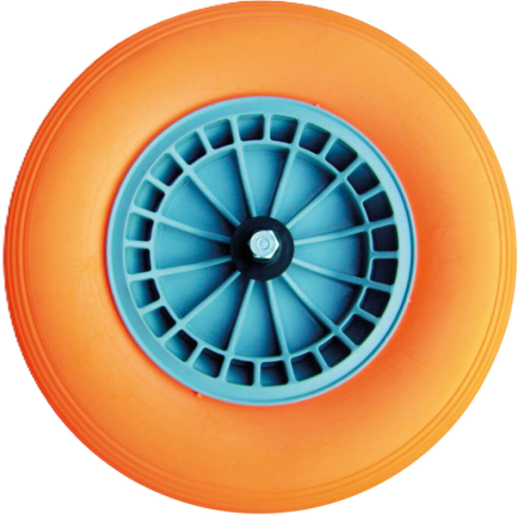 Kruiwagenwiel oranje vol