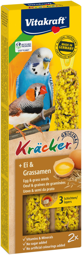 Kräcker® Original parkiet met ei en graszaad 2 stuks Kräcker® Original parkiet met ei en graszaad 2 stuks