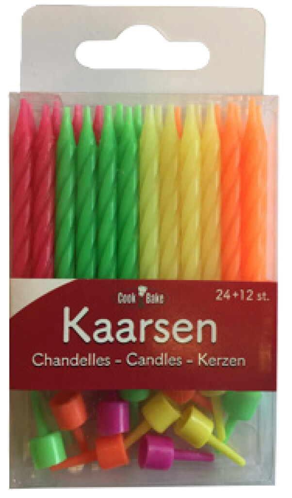 Verjaardagskaarsjes + houders 24 +12 stuks Verjaardagskaarsjes + houders 24 +12 stuks
