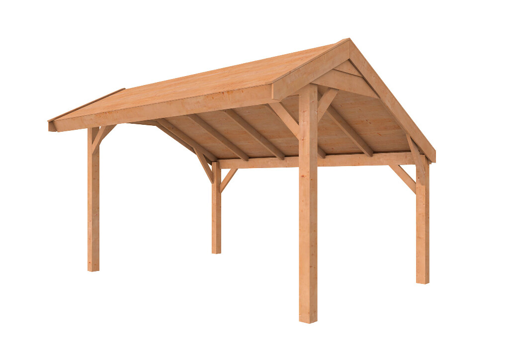 Kapschuur Douglasvision Comfort 400 x 250 cm, kleurloos geïmpregneerd Kapschuur Douglasvision Comfort 400 x 250 cm, kleurloos geïmpregneerd