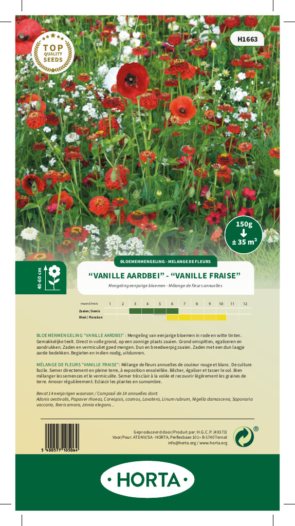 Mélange de fleurs annuelles "Tapis Vanille Fraise" 35m²