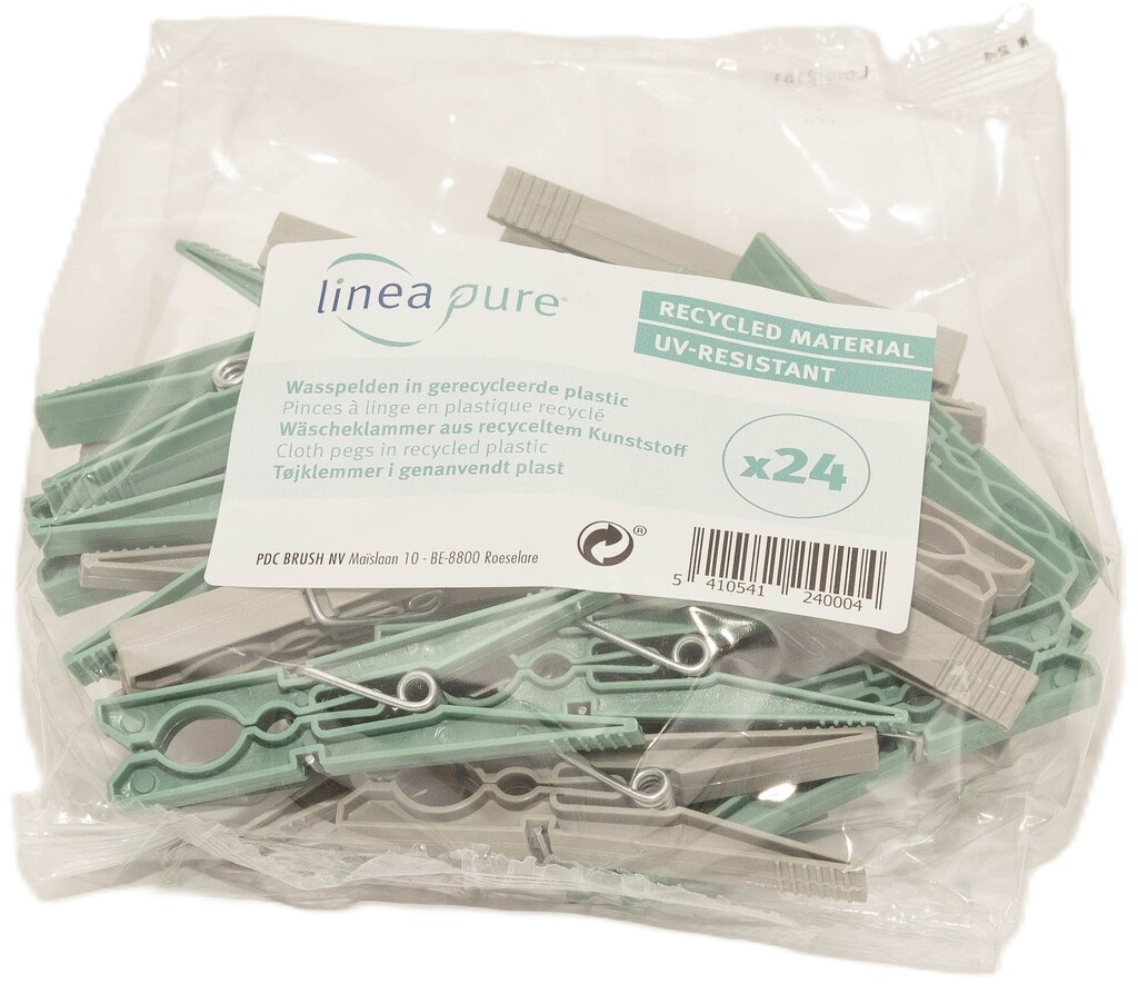 Linea pure recycled wasknijpers s/24 plastiek grijs-groen lady Linea pure recycled wasknijpers s/24 plastiek grijs-groen lady