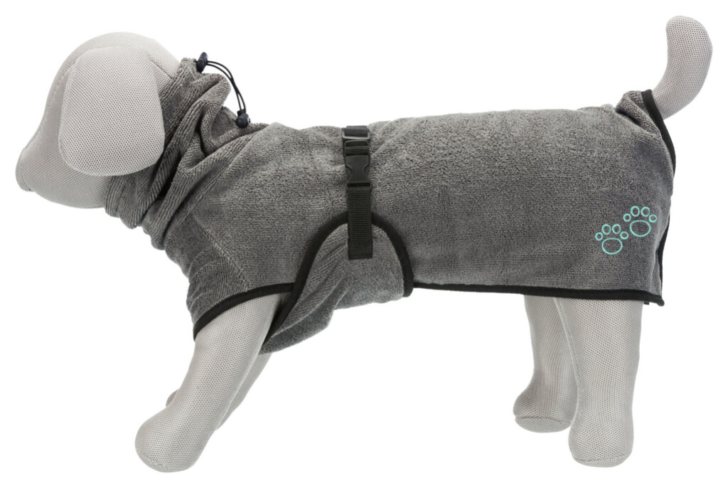 Peignoir de bain pour chien, en tissu éponge XS gris