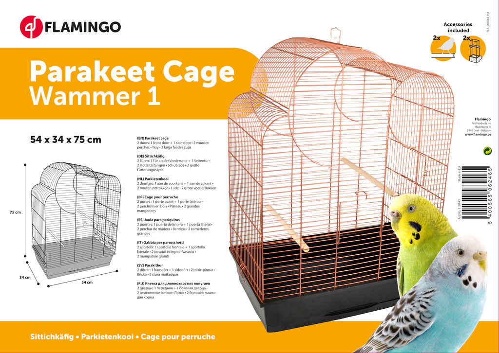 Cage pour perruche Wammer 1 cuivre noir 54cm L x 34cm L x 75cm H
