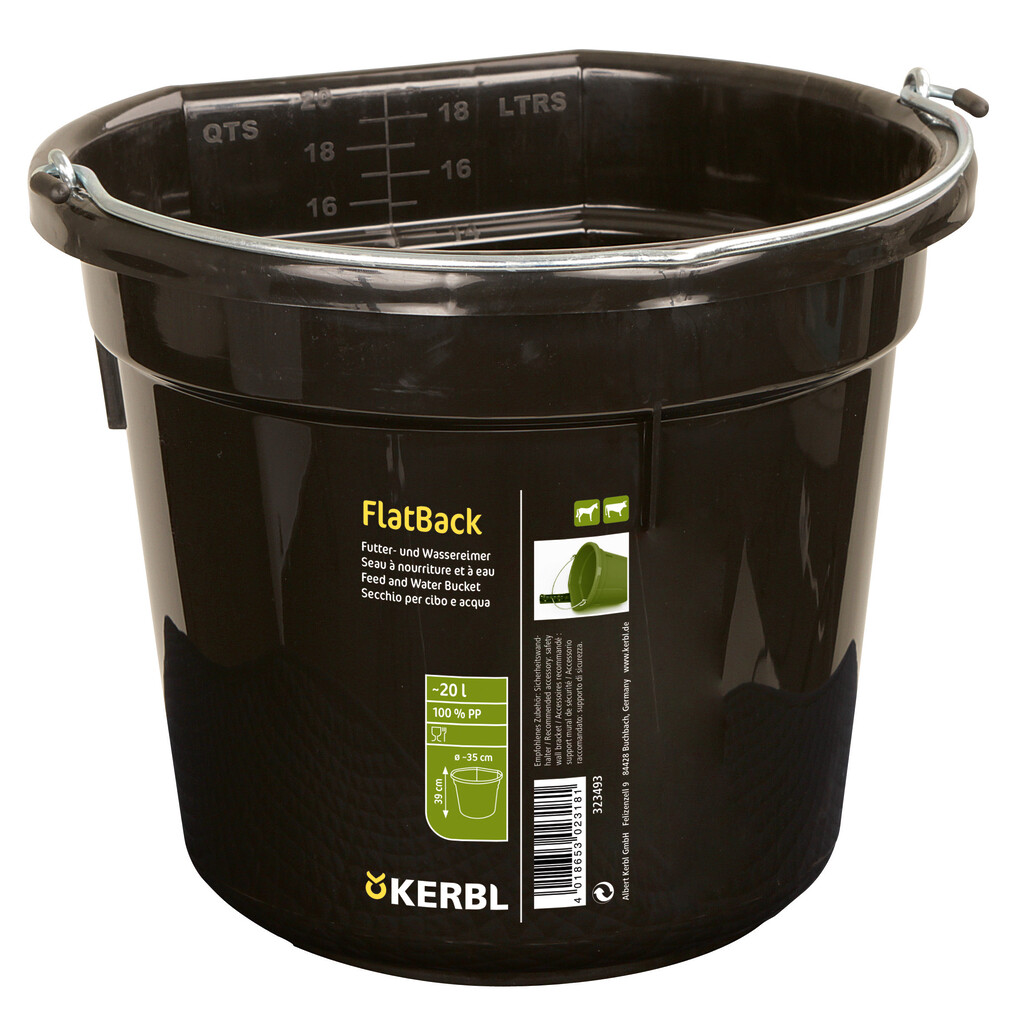 Voer- en wateremmer 20L zwart Voer- en wateremmer 20L zwart