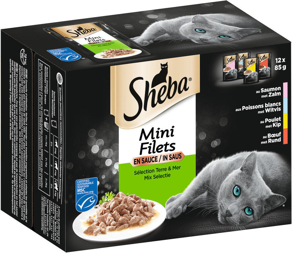 Mini filets sachets fraîcheur en sauce sélection terre & mer 12 x 85 g
