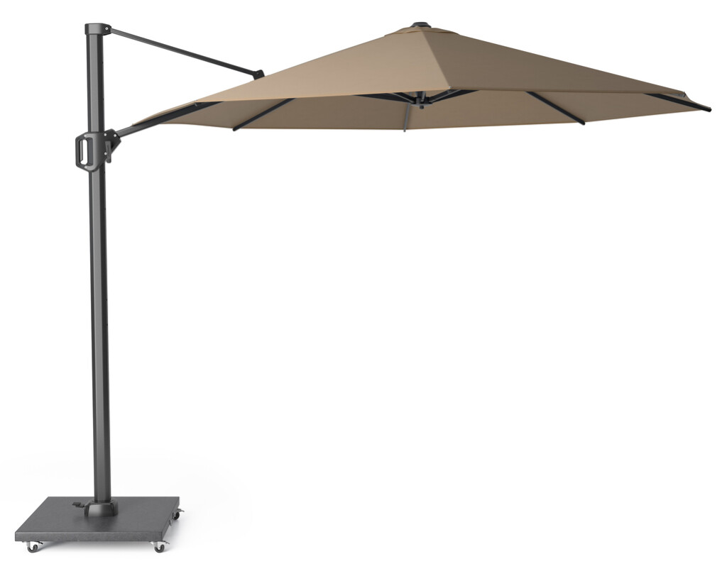 Parasol flottant Challenger T1 Ø3,5 m - Piétement anthracite / tissu taupe