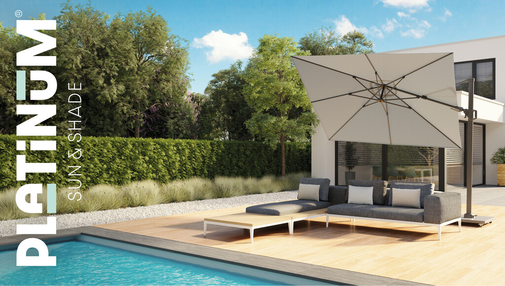 Parasol flottant Challenger T² Premium 3x3 - Structure Anthracite/Tissu Faded Black