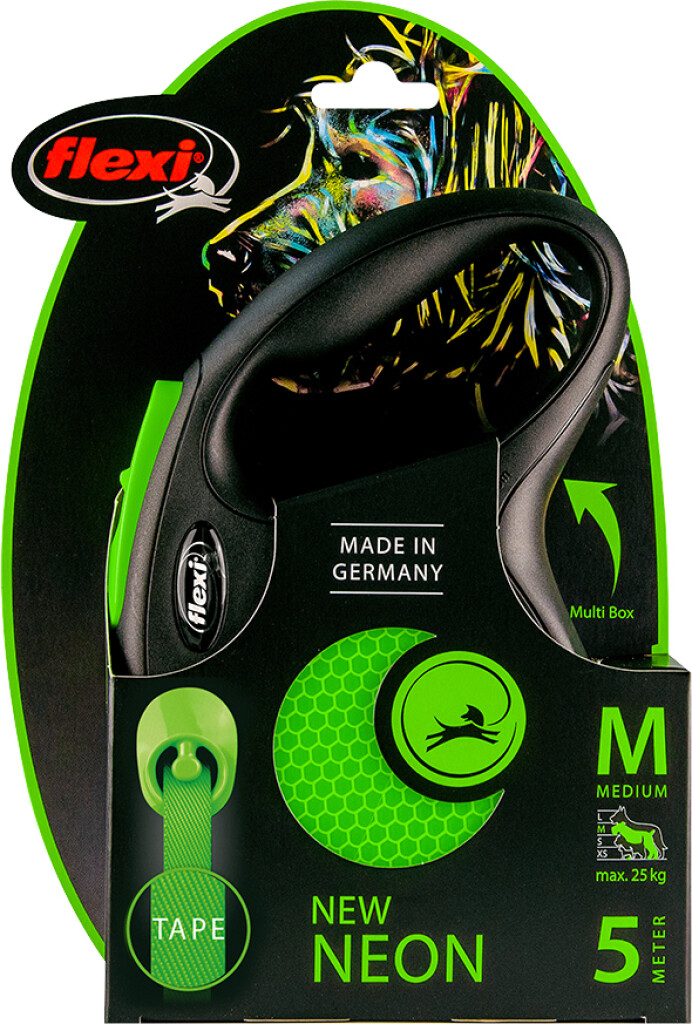 Laisse New Neon Sangle Vert M 5m Laisse New Neon Sangle Vert M 5m