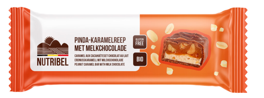 Barre de caramel aux cacahuètes avec chocolat au lait bio 40g