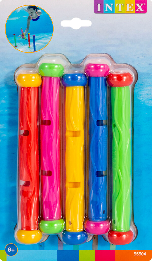Jeux de plongee batons, 5 couleurs