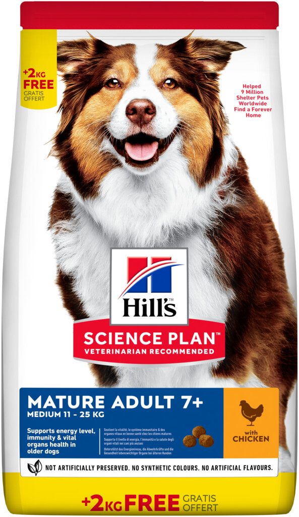 SP Canine Mature Adult 7+ Medium with Chicken dry 14kg bonusbag. DISPONIBLE JUSQU'À ÉPUISEMENT DES STOCKS.