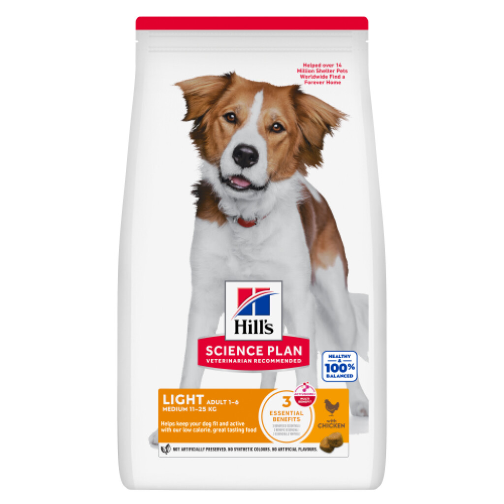 Science Plan Adult Light Medium Hondenvoer Kip 12kg