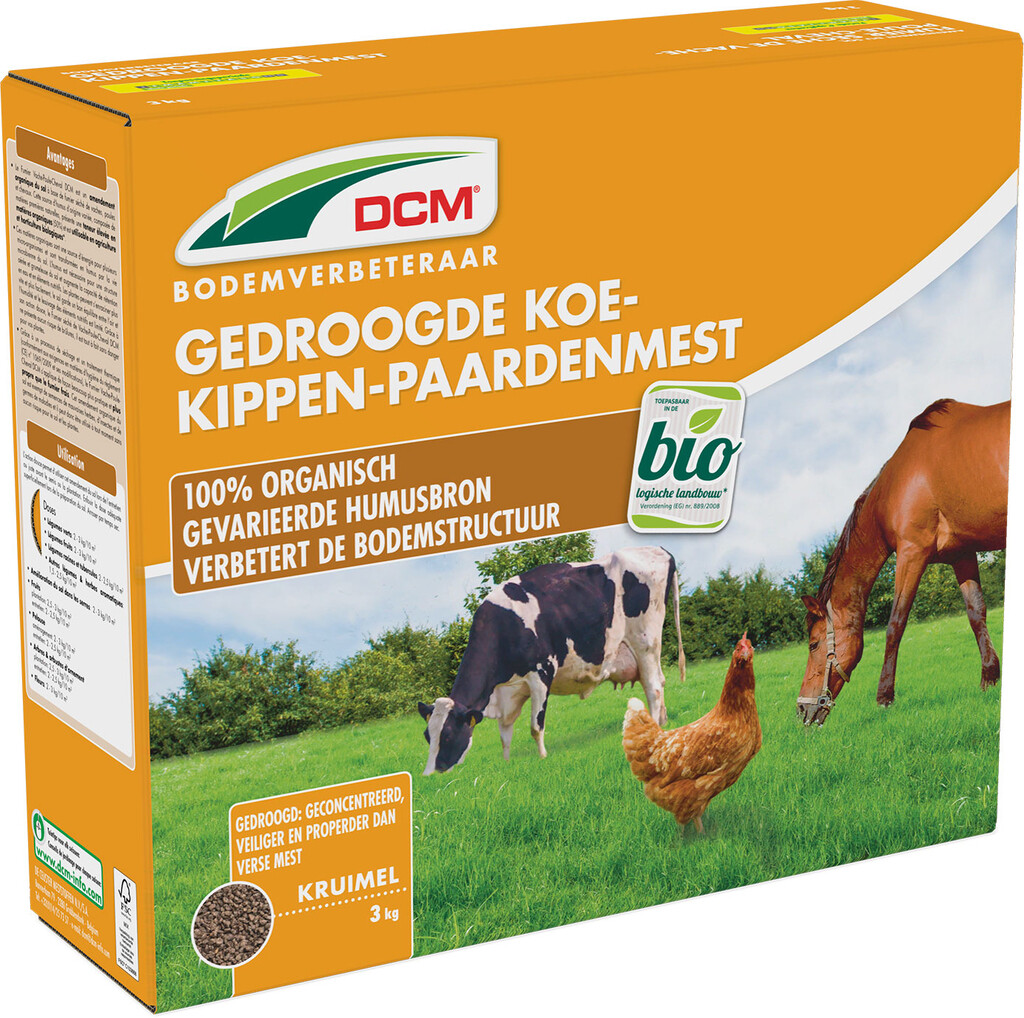 Gedroogde Koe-Kippen-Paardenmest 3kg