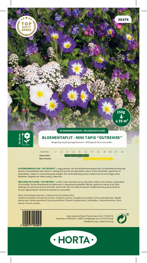 Mélange de fleurs annuelles "Mini tapis Outremer" 35m²