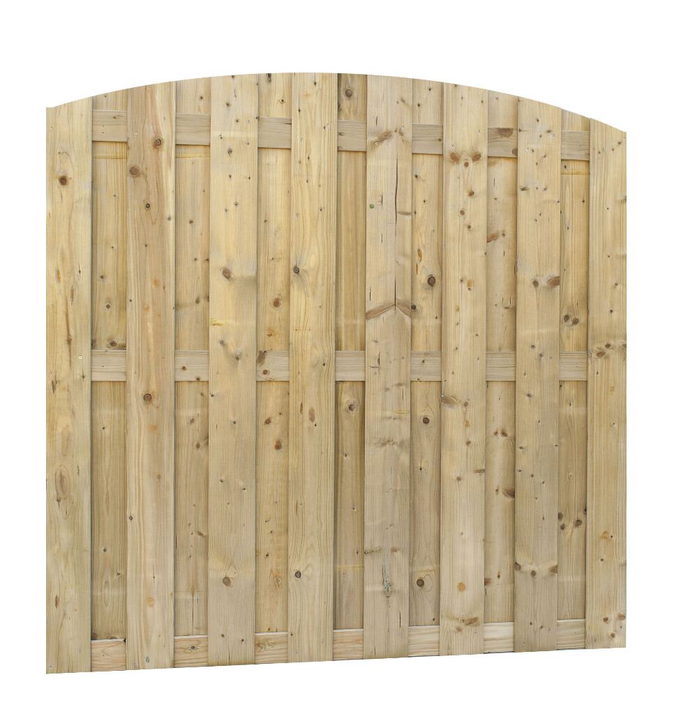 Jumboscherm geschaafd vuren, verticaal rond, groen geïmpregneerd.