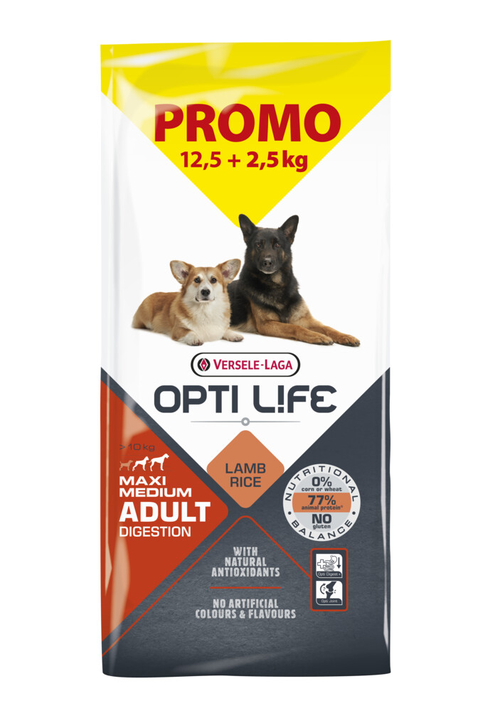Adult Digestion Medium & Maxi Promo 12,5 kg + 2,5 kg gratuit 15 kg. DISPONIBLE JUSQU'À ÉPUISEMENT DES STOCKS.