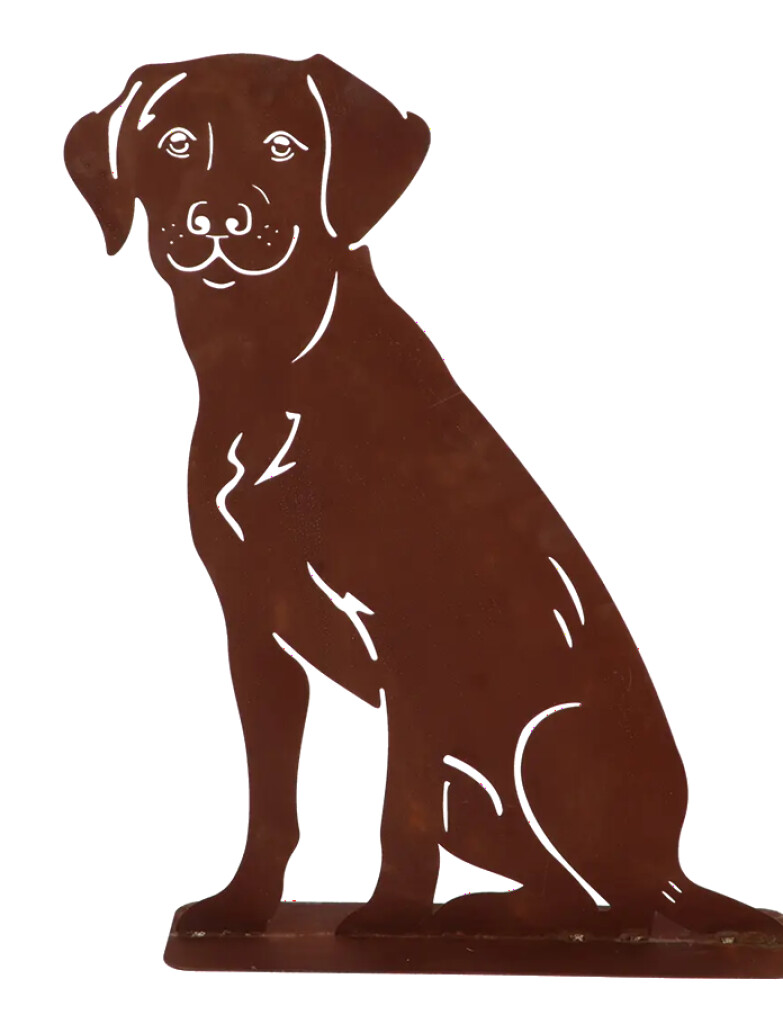 Chien rouillé assis