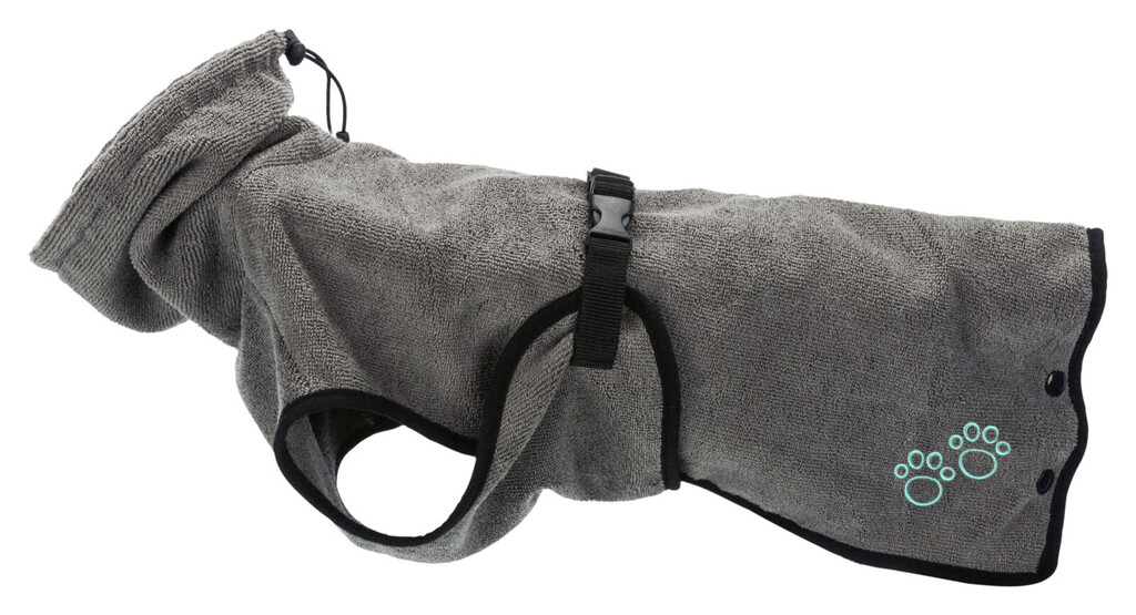Peignoir de bain pour chien, en tissu éponge XS gris