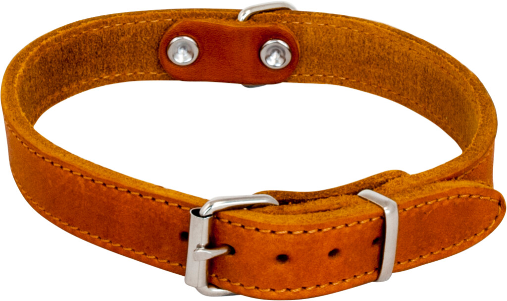 Collier Cuir Gras Cognac 35 cm