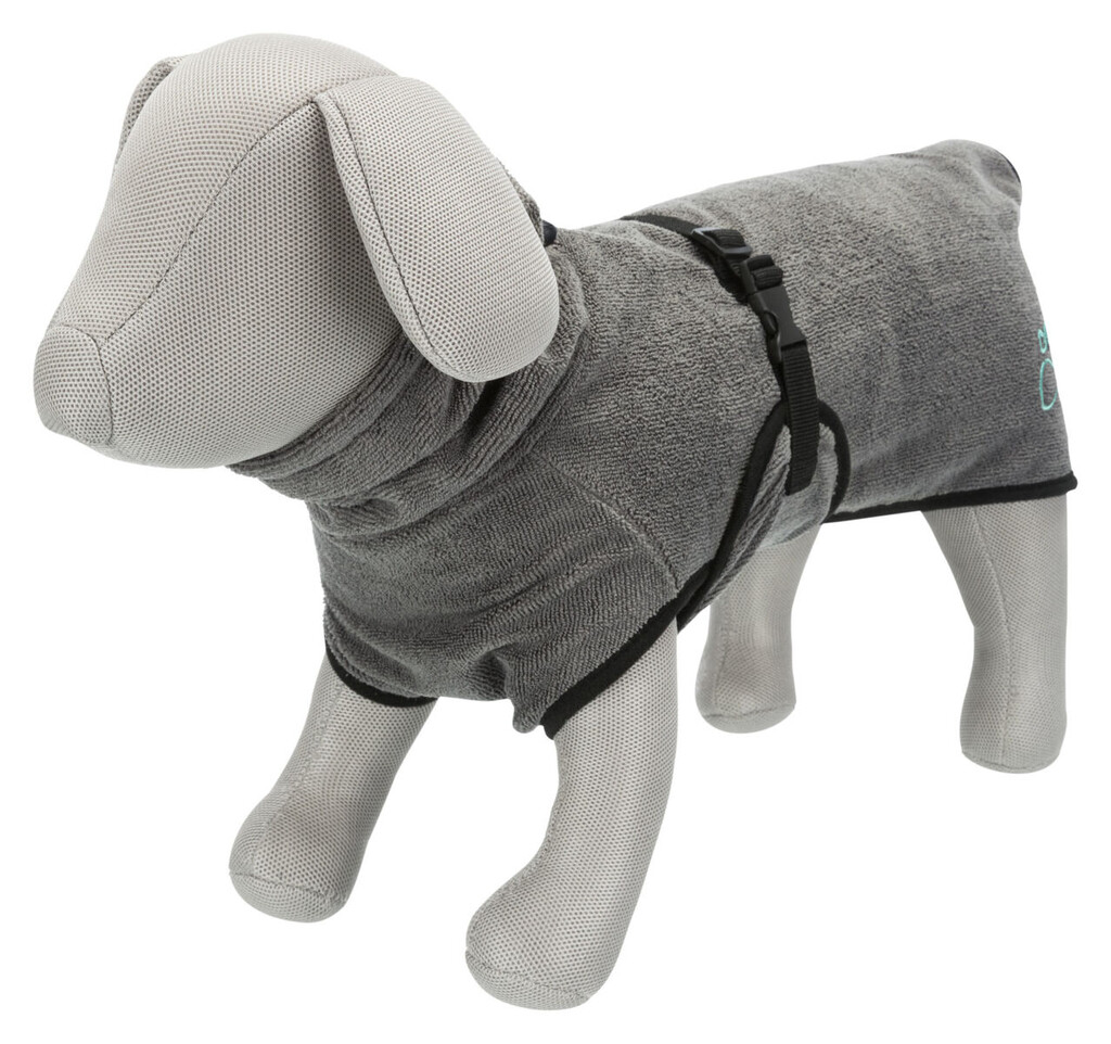 Peignoir de bain pour chien, en tissu éponge XS gris