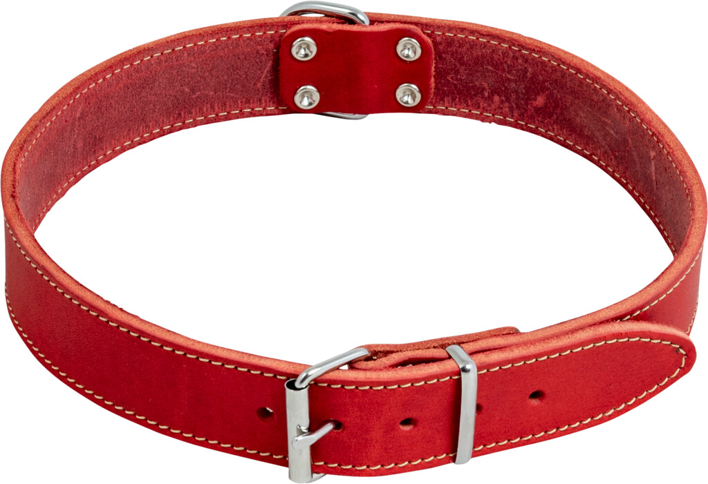 Collier Cuir Gras Rouge 75cm