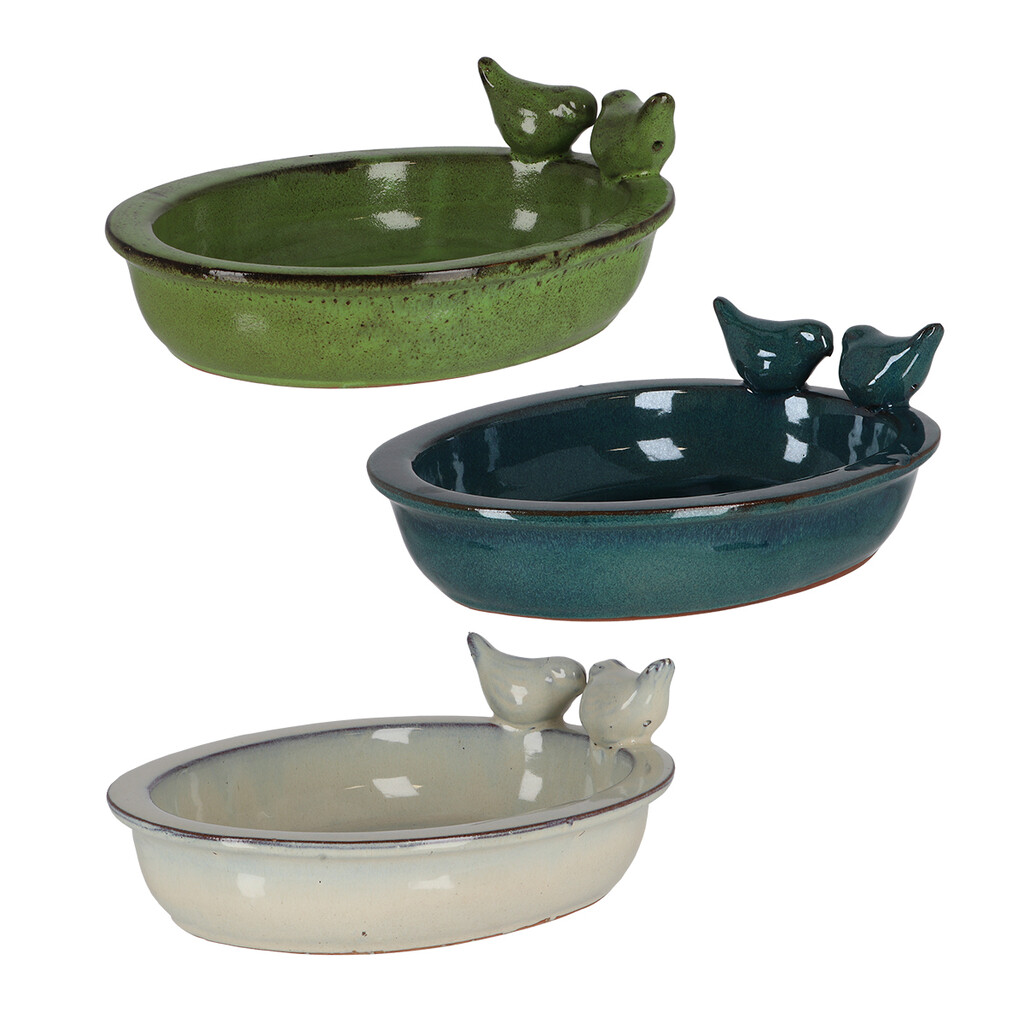 Bain oiseau en céramique ovale assortiment