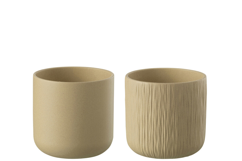 Câchepot gen céramique beige large assortiment de 2 Câchepot gen céramique beige large assortiment de 2