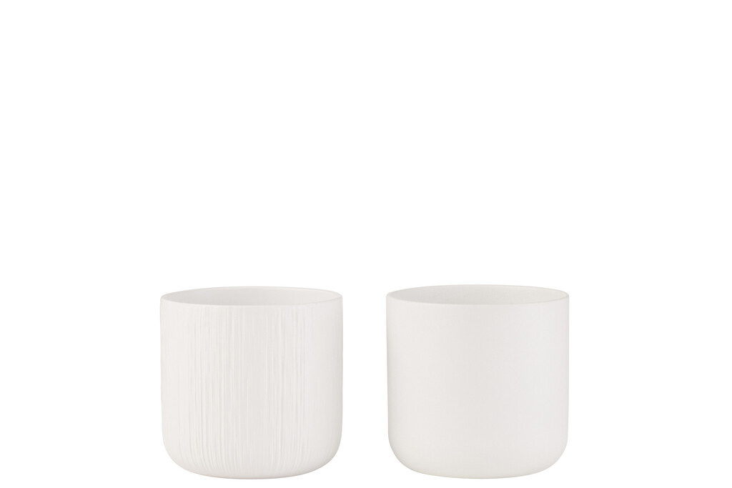 Câchepot gen céramique blanc medium assortiment de 2 Câchepot gen céramique blanc medium assortiment de 2