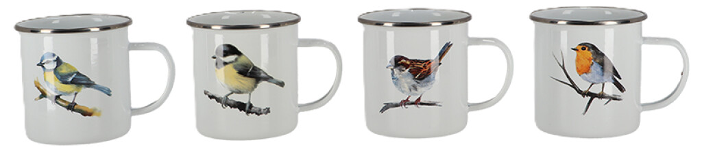 Mug émaillé oiseau aquarelle assortiment