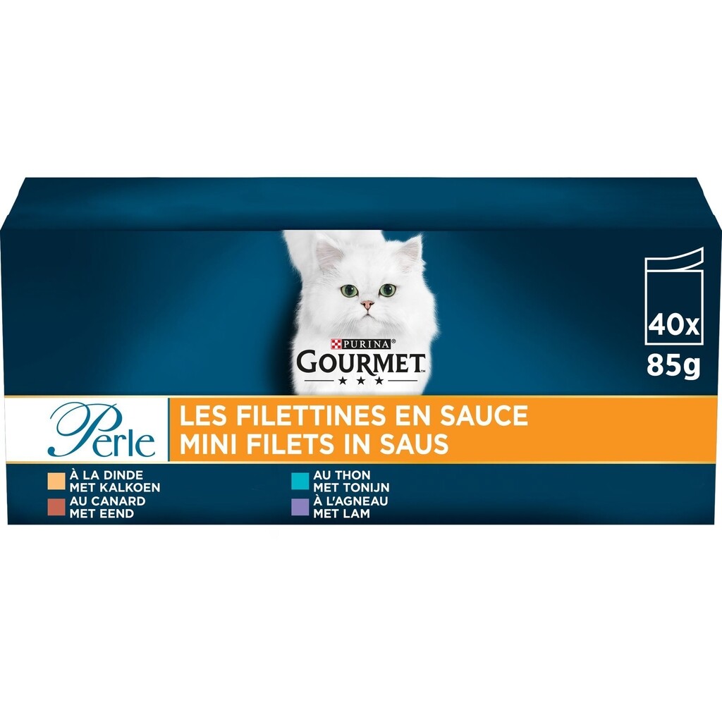 Perle les filettines en sauce au dinde, canard, agneau et thon 40x85g