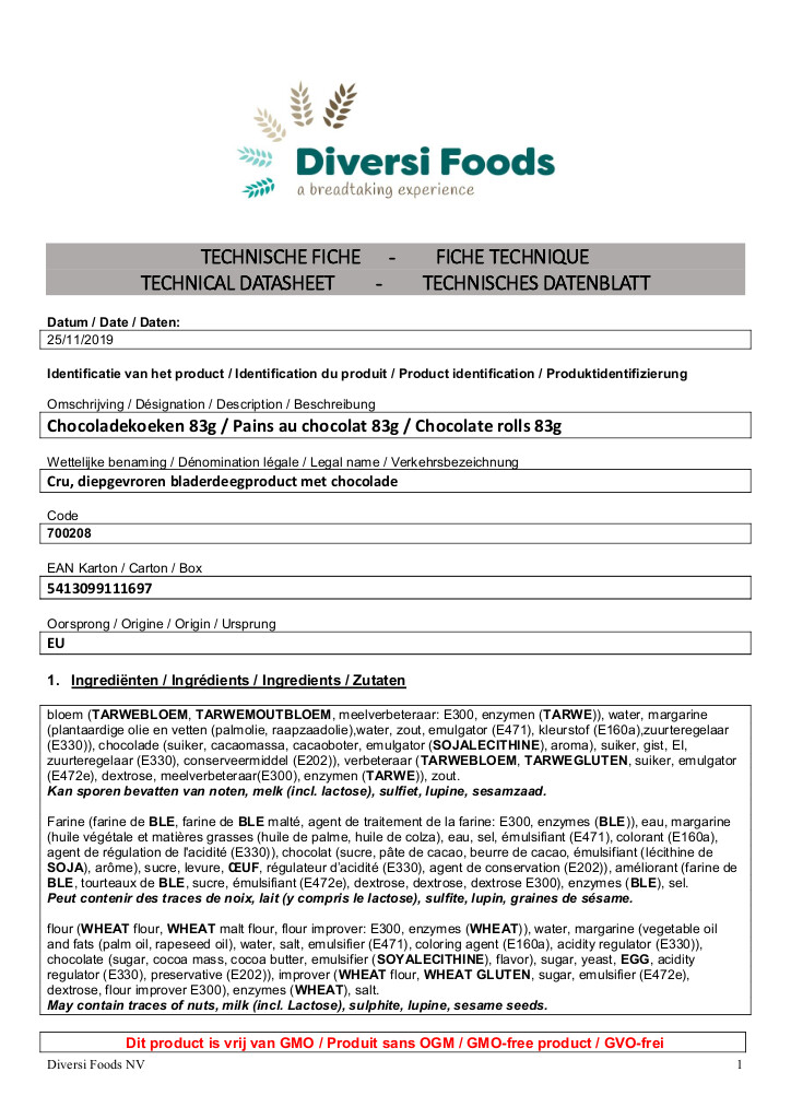 Chocoladekoek - 12 stuks van 83g Chocoladekoek - 12 stuks van 83g