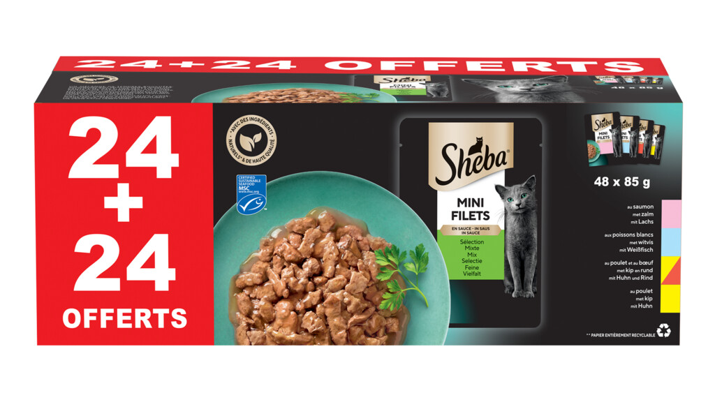 Mini Filets Sélection Mixte En Sauce Sachets 12x85g pour Chat
