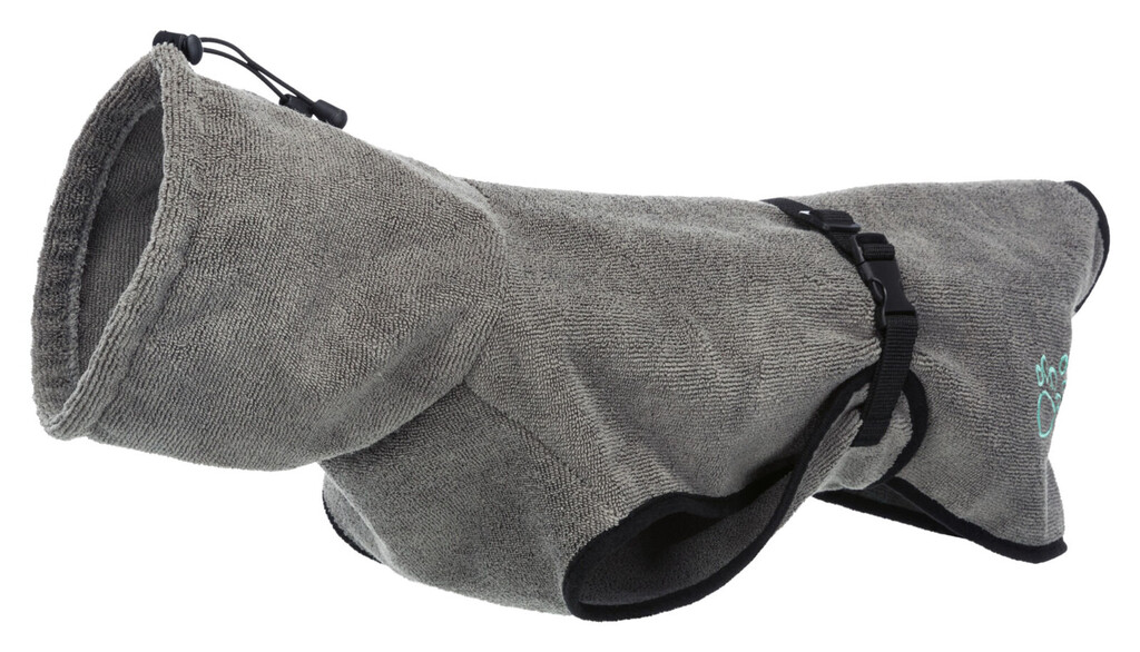 Peignoir de bain pour chien, en tissu éponge XS gris
