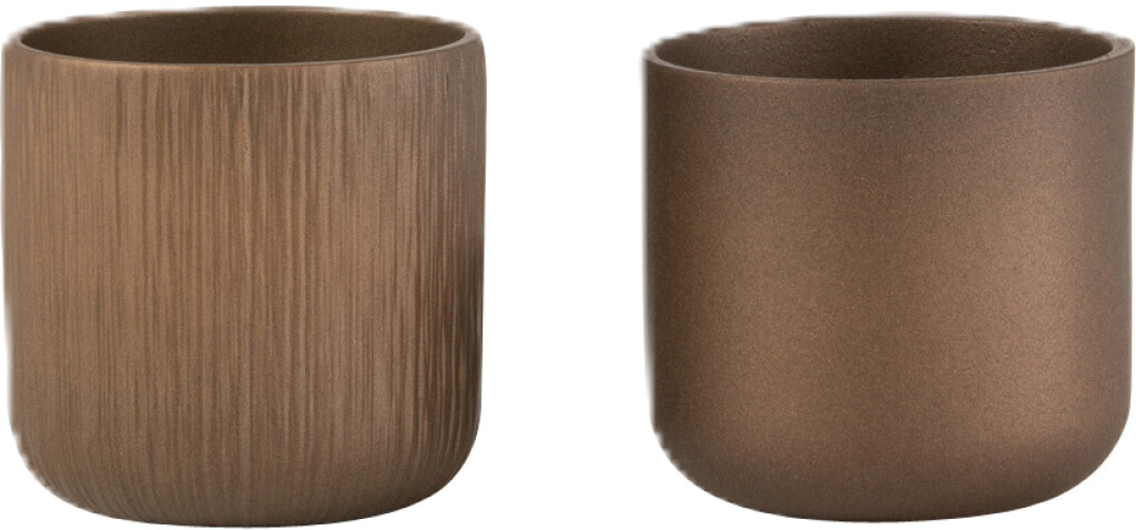 Bloempot gen keramiek goud/koper extra extra small assortiment van 2