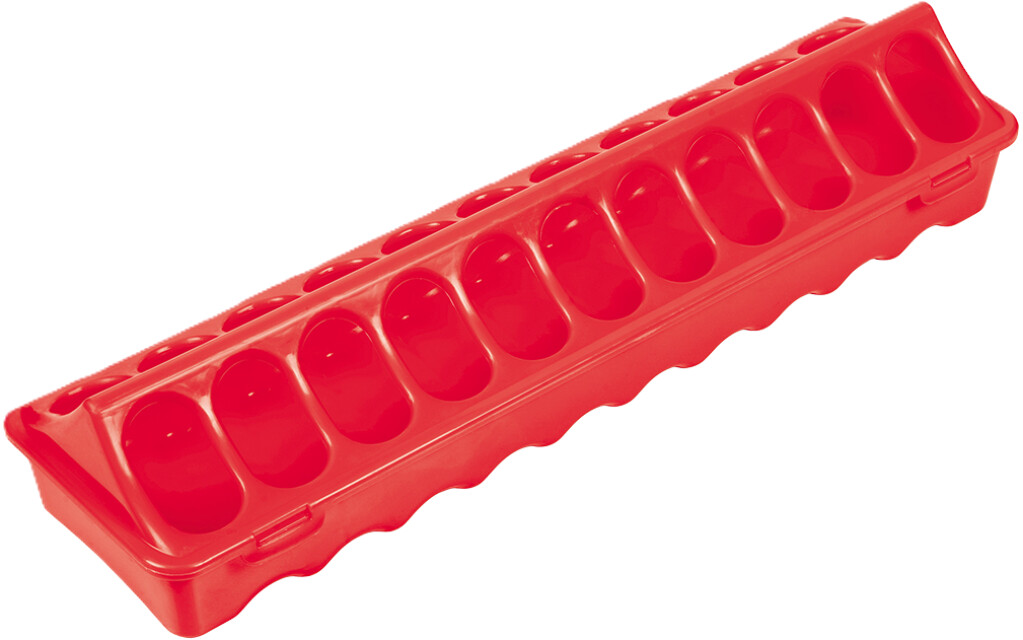 Kuikenvoerbak plastiek ronde gaten rood