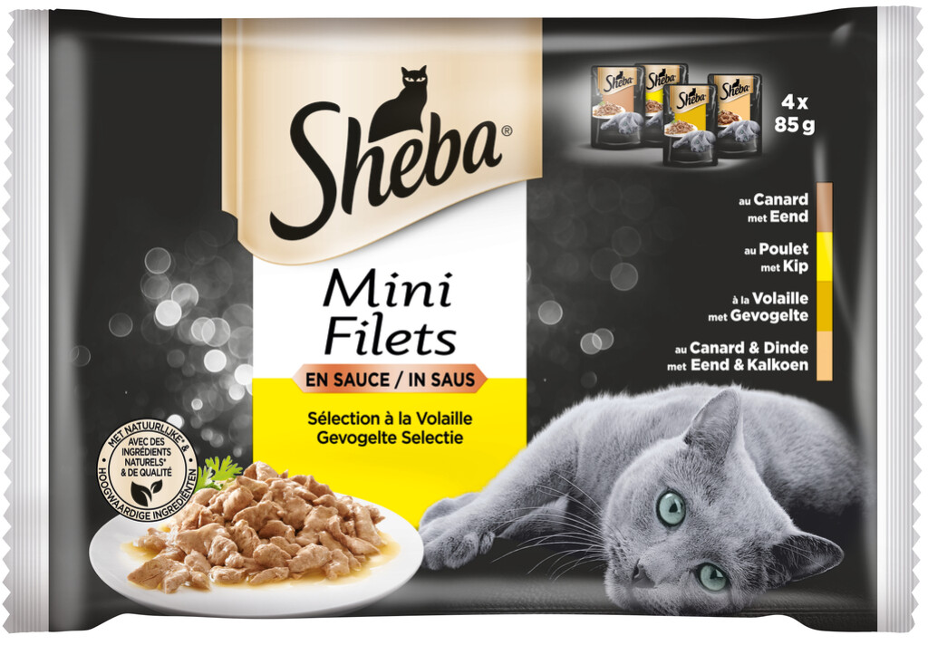 Mini Filets versheidszakjes in saus gevogelte selectie 4 x 85 g Mini Filets versheidszakjes in saus gevogelte selectie 4 x 85 g