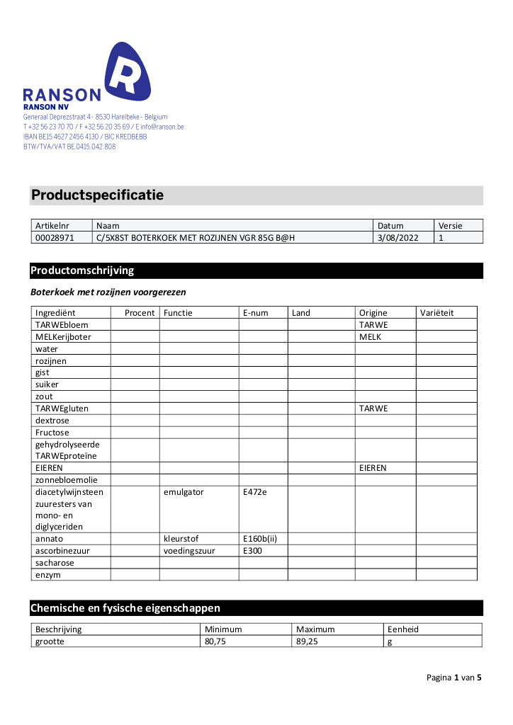 Couque au beurre au raisins - 8 pièces