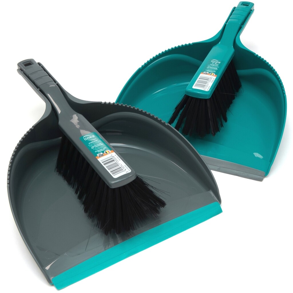 Linea classic stofblik plastiek met handborstel grijs-groen