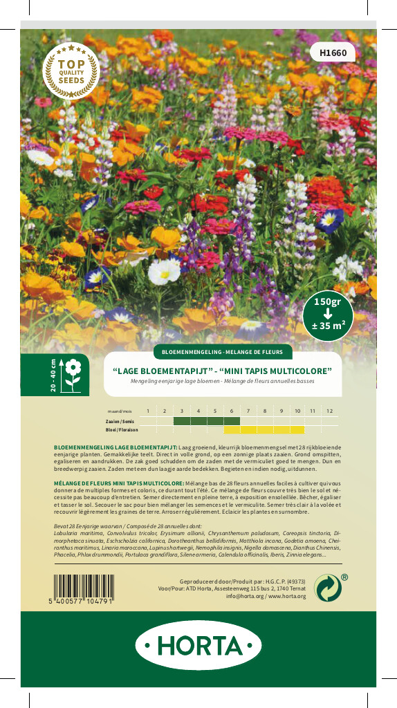Mélange de fleurs annuelles couvre-sol 35m²