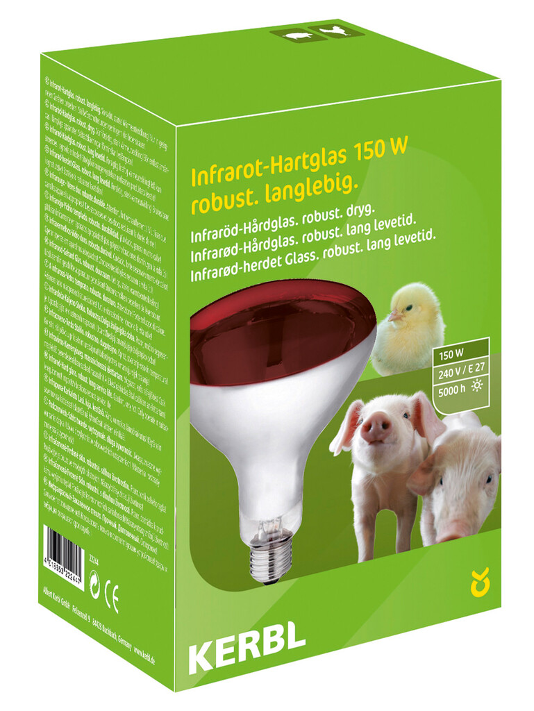 IR-lamp 150W gehard glas, rood IR-lamp 250W gehard glas, rood