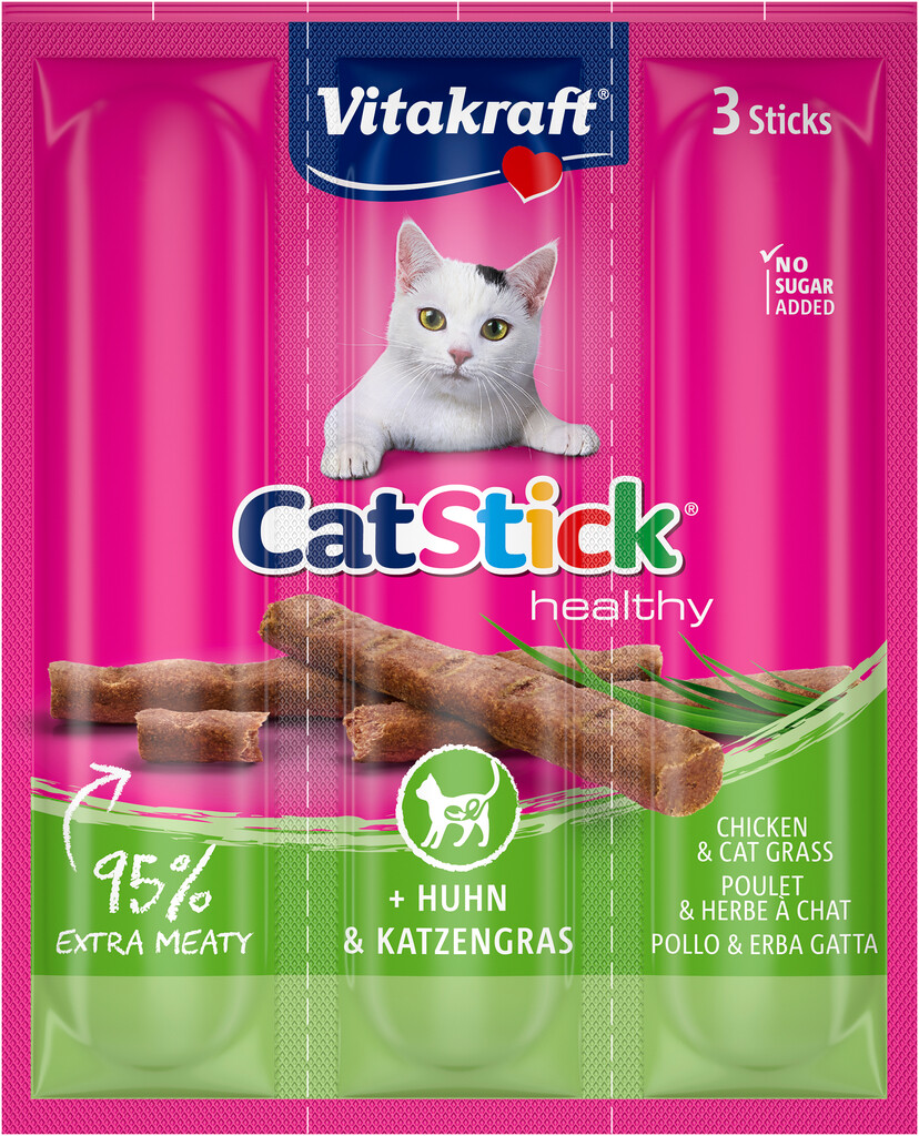 Cat Stick x3 kip/kattengras Cat Stick x3 kip/kattengras